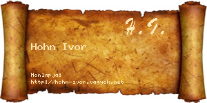 Hohn Ivor névjegykártya